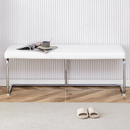 White shoe changing stool, silver metal legs, sofa stool dining chair, suitable for bedroom, fitting room, storage room, dining room, living room. 005