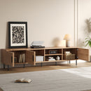 78" TV Stand For TVs Up To 85" With Closed Storage, Living Room Entertainment Center - Natural Wood