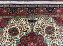 Wonderful Sino Persian Rug 6x10 with Animal Pictorial Motifs, Cream Dark Red Navy Blue, Birds Gazelles, Two Medallions, Top Quality Handmade