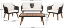 Outdoor Patio 4 Piece Eucalyptus Rope Furniture Set