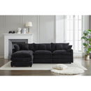 Modular Sectional Sofa, 3-Seater Sofa with Ottoman, Modern L-Shaped Sofa for Living Room Bedroom Apartment