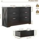 Contemporary Black 6 Drawer Dresser With SoftClosing