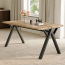63'x35.4' Wood-Textured MDF Dining Table with Black A-Frame Legs.Density Board Sticker,Iron Pipe Spraying,Suitable for various occasions such as living rooms, kitchens, terraces, etc.