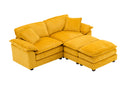 Corduroy 2-seats sofa With 2 back pillows,2 toss pillows and two ottoman,Comfy Sofa- Deep Seat Couch for Living Room,Yellow