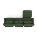 Three-Seater Chenille Sofa with Movable Ottomans in Green, High-Resilience Sponge, Easy Installation, Wood Base