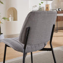 Dining Chairs Set of 2 Modern Retro Linen Chair with Bentwood Back Upholstered Seat Metal Legs Adjustable Foot for Kitchen Dining Room Chairs(Gray Linen)
