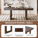 7-Piece Farmhouse Extendable Dining Table Set, 78 in Rustic Wood Table with 18 in Removable Leaf and 6 Upholstered Chairs for Dining Room