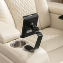 Home Theater Recliner with 270 Degree Swivel, PU Leather, Power Recliner with Tray Table, Phone Holder, Cup Holder, USB Port, White