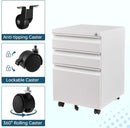 White 3 Drawer Filing Cabinet On Wheels With Lock For Home Office