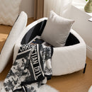 Ivory Faux Fur Upholstered Storage Ottoman Set with Metal Legs, Coffee Table with Reversible Lid