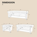 3 Piece Living Room Set Sectional Chesterfield Sofa Chair Artificial Leather Black