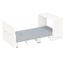 Twin Size Murphy Cabinet Bed with Adjustable Position Desk, Murphy Chest Dresser Bed with Foldable Cushion for Guest Room,Small Space, White