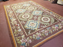 Aubusson Rug 6 x 9 Flat Weave Area Carpet European Design Flowers New Brown Rug Handmade Wool Hand-Knotted Aubusson Weave Medium Rug 6x9