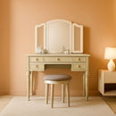 Silver St Croix Vanity Set With Tri Fold Mirror 5 Drawers
