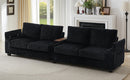 Modern 4-Seater Corduroy Sofa Couch with USB Ports and Hidden Storage in Black