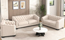 Modern Velvet Upholstered 3-Piece Sofa Set with Rubber Wood Legs in Beige