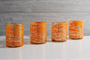 Mexican Handblown Glasses - Orange Swirl Set of 4