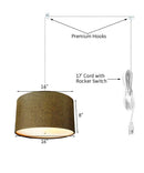 2 Light Swag Plug-In Pendant 16"w Chocolate Burlap with Diffuser, White Cord