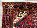 Persian Hamadan Rug 4x7, Tribal Village Malayer Carpet, Red and Ivory, Bohemian Antique