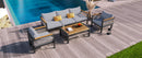 Outdoor Sectional Sofa Set 5-Person Patio Seating Group with Cushions and Coffee Table, Grey, Steel & Acacia Wood
