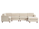Modern Modular Sectional couch,6 Seaters Sleeper Sofa Upholstered Corduroy Free Combination Sofa(Beige)