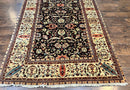 Indo Persian Rug 5x15, Wide Runner Rug 5 x 15 ft, Wool Hand Knotted Vintage Carpet, Black & Cream, Floral Allover Long Oriental Rug