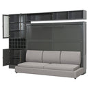 Queen Size Murphy Bed Wall Bed with Sofa , Shelves USB & Light ,Gray