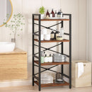 Industrial 4 Tier Narrow Bookcase Berry Brown Space Saving