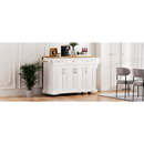 K&K 54inch Large Kitchen Island with Rubber Wood Drop Leaf, Embossed Texture Rolling Kitchen Cart on 4 Wheels with 4 Doors and 3 Drawers, Kitchen Island with Storage for Kitchen, Dining Room,White