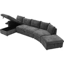 146.9" L-shaped Sofa Sectional Sofa Couch Pull-out Sofa Bed with a Movable Storage Ottoman, a Storage Chaise Lounge and Two USB Ports for Living Room, Grey