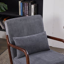 Mid-Century Modern Accent Chair, Arm Chair Living Room Chairs with Pillow Upholstered Reading Chair with Solid Wood Frame &  Living Room Bedroom Balcony (Antique Dark Grey)