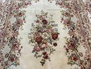 Aubusson Rug 8x12, European French Savonnerie Design, Thick Wool Pile, Elegant Rug, Cream Beige Light Green