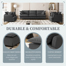 Modular Chenille Sectional Couch Sofa Set with Upholstered 3 Seater and 2 Armchairs in Gray