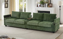 Modern 4-Seater Corduroy Sofa with USB Ports, Hidden Storage Arms, Flip-Top Cup Holders, Green, 133'