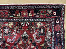 3' 4" X 9' Antique Handmade Wool Rug Runner Floral Organic Dyes Red Nice
