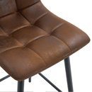 Techno-Fabric Bar Chair Set - Comfortable Brown Chairs with Black Metal Legs and Ergonomic Design