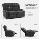 Dark Gray Two Seat Recliner Loveseat With Cup Holders