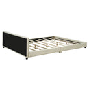Queen Size & Twin XL Size Upholstered Platform Bed, Mother & Child Bed, PU Leather, Beige