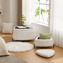 Ivory Faux Fur Upholstered Storage Ottoman Set with Metal Legs, Coffee Table with Reversible Lid