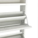 4-Layer Folding White MDF Shoe Cabinet with Metal Rounded Corners – Convenient Shoe Storage