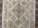 Very Fine Persian Isfahan Rug 3x5 ft with Signature, Kork Wool on Silk Foundation, Gray-Taupe Vintage Hand Knotted Oriental Carpet, 60 Raj 460 KPSI