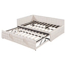 Full Size Upholstered L-Shaped Upholstered Daybed with Twin
Size Pop Up Trundle and USB ports, Beige