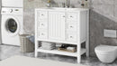 36' Bathroom Vanity with Sink Combo, One Cabinet and Three Drawers, Solid Wood and MDF Board, White (Old Sku:SY999505AAK)