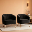 Modern Black Velvet Accent Chair With Gold Legs Living Room