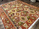 Turkish Kilim Rug 8x10, Geometric Design, Large Kilim Carpet