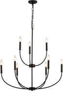 Nine Light Black Chandelier For Entryway Modern Farmhouse