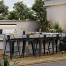 24 Inch Black Outdoor Metal Bar Stools Set of 4 Counter Height Large Ergonomic Seats