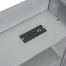 Twin Size Upholstered Daybed with Trundle, Storage Shelves, USB & Outlet (Gray)