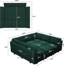 Luxurious Emerald Green Velvet Modular Sleeper Sofa