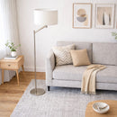 Serene - Floor Lamp With Rotary Switch Base Linen Shade - Brushed Nickel / White